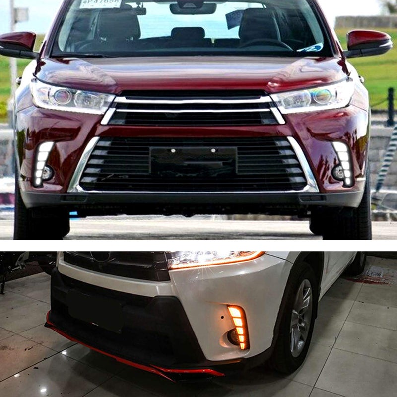 GEEGEETOP Switchback White/Amber LED Front Fog Daytime Sequential Running Lamp Flash LED Turn Signal Feature Fit For 2017 2018 2019 Toyota Highlander - Image 4